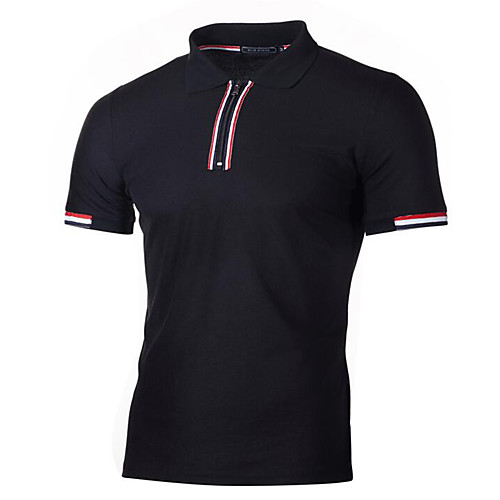 

Men's Golf Shirt Tennis Shirt Other Prints Color Block Zipper Short Sleeve Casual Tops Business Simple White Light gray Black / Summer / Work