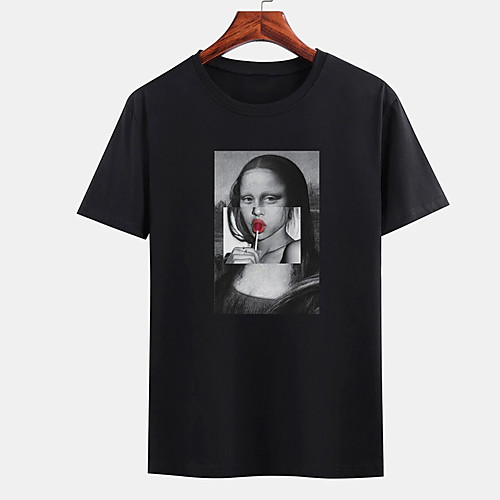 

Men's Unisex Tee T shirt Hot Stamping Graphic Prints Human Plus Size Print Short Sleeve Casual Tops Cotton Basic Designer Big and Tall Black