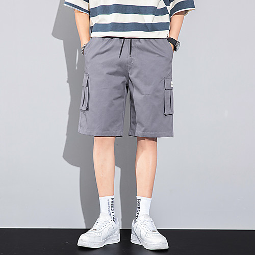 

Men's Shorts Cargo Breathable Daily Going out Shorts Tactical Cargo Pants Solid Colored Short Drawstring Pocket Army Green Black Khaki Gray