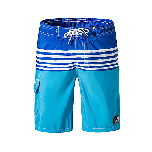 

Men's Sporty Casual / Sporty Breathable Soft Holiday Beach Shorts Swim Trucks Pants Stripe Short Drawstring Elastic Waist Blue Light Blue