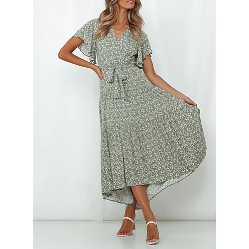 

Women's Swing Dress Maxi long Dress Main color Short Sleeve Print Spring Summer Casual 2021 S M L XL