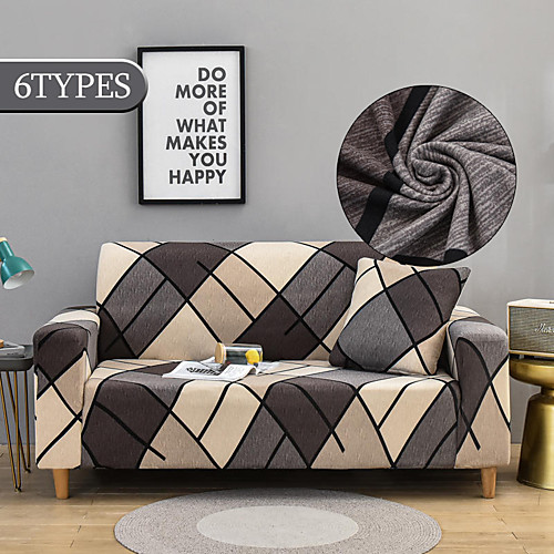 

Elastic Geometry Plaid Sofa Cover for Living Room Non-slip Stretch Slipcover Sectional Couch Cover L-Shape Corner Armchair Cover Dust-Proof Non-Slip (1pcFree Send a Pillowcase)