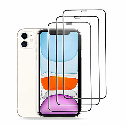

amnie [3 pieces protective film for iphone 11 and iphone xr [6.1 inch], 9h hardness, anti-scratch, anti-oil, anti-bubbles, ultra-thin, cover-friendly, [2.5d round edge] - black