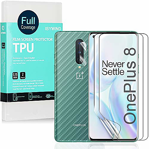 

ibywind screen protector for oneplus 8,[pack of 2],[camera lens protector][back carbon fiber film protector][in-display fingerprint support][bubble free]