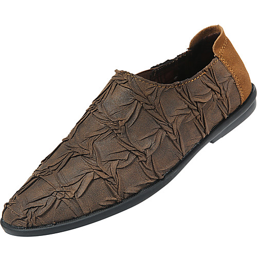 

Men's Loafers & Slip-Ons Comfort Loafers Drive Shoes Casual Daily Leather Non-slipping Wear Proof Gray Khaki Black Striped Fall Spring