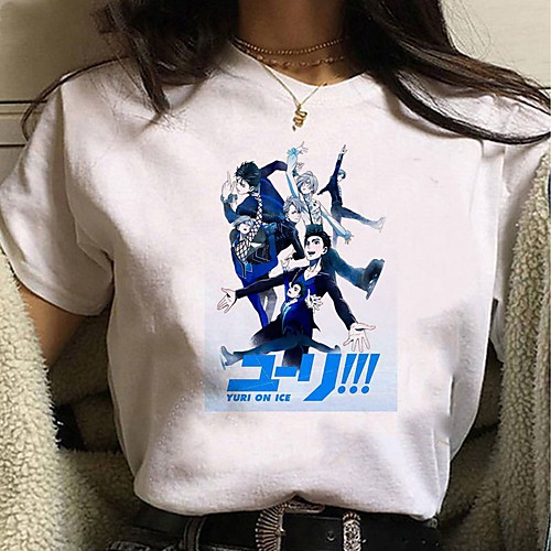 

Inspired by Yuri on Ice Cosplay Anime Cartoon Polyester / Cotton Blend Print Harajuku Graphic Kawaii T-shirt For Women's / Men's