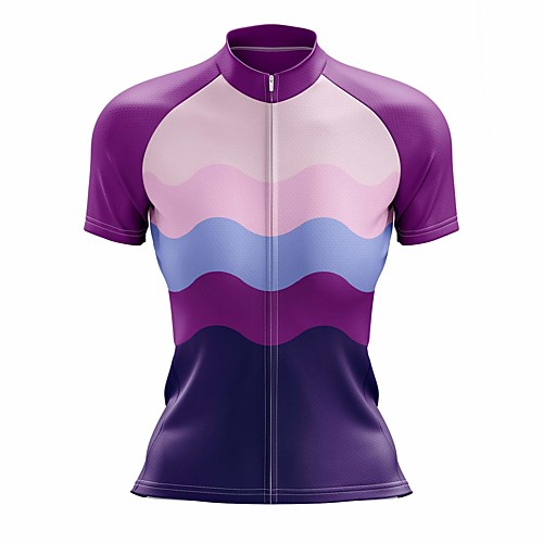 

21Grams Women's Short Sleeve Cycling Jersey Summer Spandex Purple Patchwork Bike Top Mountain Bike MTB Road Bike Cycling Sports Clothing Apparel / Stretchy / Athleisure