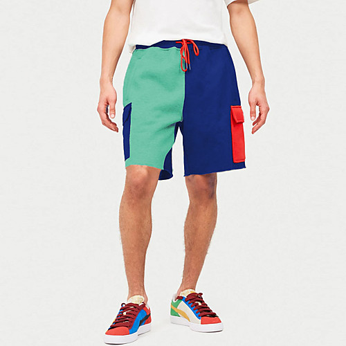 

Men's Sporty Casual / Sporty Quick Dry Breathable Soft Daily Sports Chinos Shorts Bermuda shorts Pants Color Block Short Drawstring Elastic Waist Deep Blue Dark Blue / Red White Yellow Orange