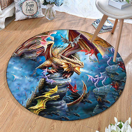 

Round 5mm Area Rugs Machine Made Polyster Non Skid Modern 3D