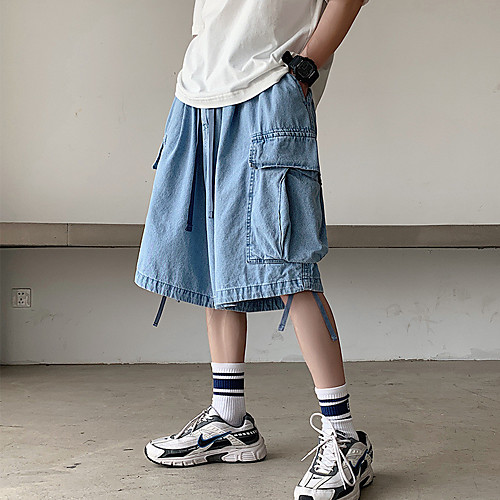 

Men's Stylish Sporty Casual / Sporty Streetwear Comfort Daily Sports Jeans Shorts Pants Solid Color Knee Length Pocket Blue Black