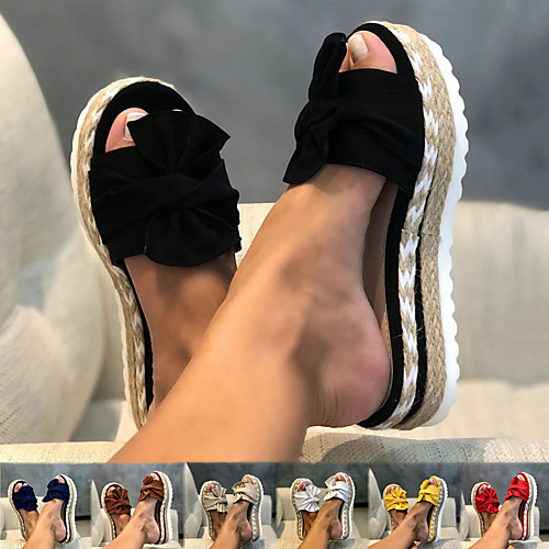 

Women's Sandals Espadrilles Platform Sandals Outdoor Slippers Flat Heel Open Toe Daily PU Summer White Yellow Red