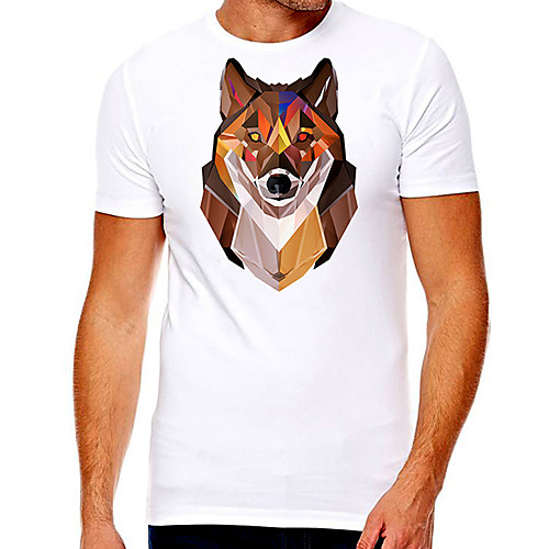 

Men's Unisex Tee T shirt Hot Stamping Graphic Prints Wolf Plus Size Print Short Sleeve Casual Tops Cotton Basic Designer Big and Tall White