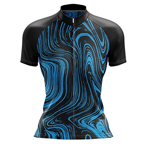 

21Grams Women's Short Sleeve Cycling Jersey Summer Spandex Black / Blue Bike Top Mountain Bike MTB Road Bike Cycling Sports Clothing Apparel / Stretchy / Athleisure