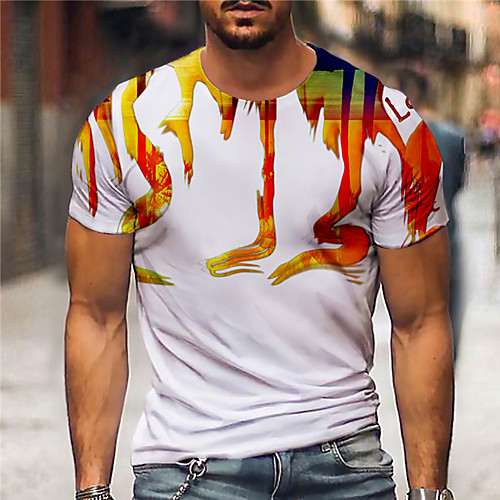 

Men's Tee T shirt Shirt 3D Print Graphic Prints Graffiti Print Short Sleeve Daily Tops Casual Designer Big and Tall White