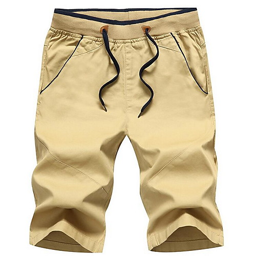 

Men's Shorts Cotton Daily Chinos Pants Solid Colored Knee Length Blue Khaki Red Light Blue / Summer