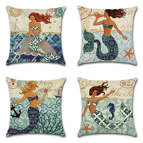 

Ocean Double Side Cushion Cover 4PC Soft Decorative Square Throw Pillow Cover Cushion Case Pillowcase for Bedroom Livingroom Superior Quality Machine Washable Outdoor Cushion for Sofa Couch Bed Chair Blue Red