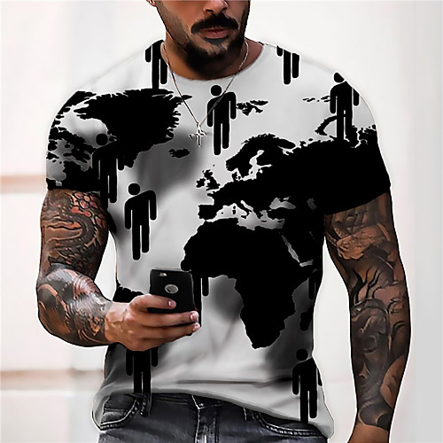 

Men's Tee T shirt Shirt 3D Print Cartoon Graphic Prints Print Short Sleeve Daily Tops Casual Designer Big and Tall Black / White