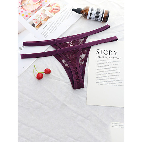 

Women's Lace / Hole G-strings & Thongs Panties Micro-elastic Low Waist 1 PC Purple One-Size