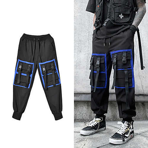 

Men's Stylish Sporty Casual / Sporty Streetwear Comfort Daily Sports Jogger Pants Tactical Cargo Trousers Pants Color Block Full Length Sporty Pocket Black