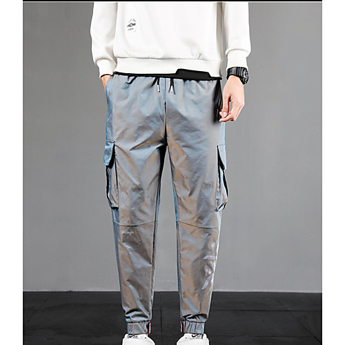 

Men's Chino Soft Going out Work Pants Pants Solid Color Ankle-Length Gray Green Wine Royal Blue Silver