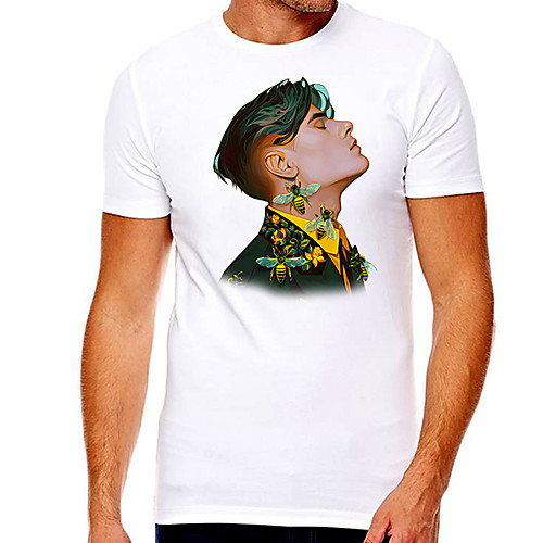 

Men's Unisex Tee T shirt Hot Stamping Graphic Prints Portrait Bee Plus Size Print Short Sleeve Casual Tops Cotton Basic Designer Big and Tall White