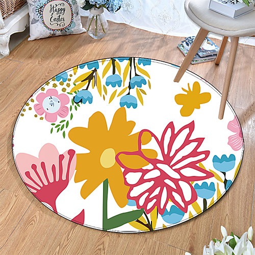 

Round 5mm Area Rugs Machine Made Polyster Non Skid Modern 3D