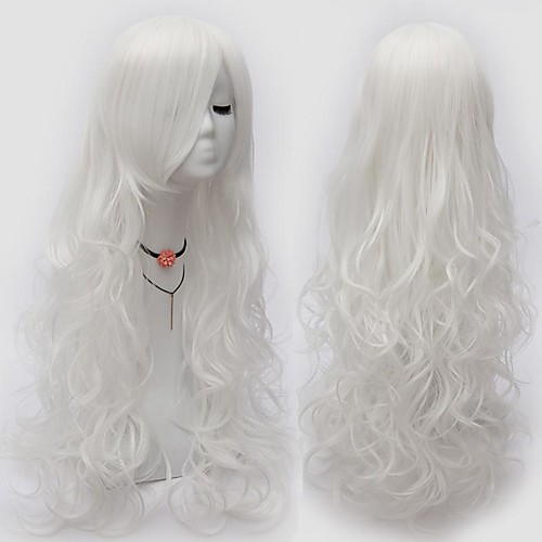 

Cosplay Cosplay Cosplay Wigs Women's Layered Haircut 26 inch Heat Resistant Fiber Curly White Teen Adults' Anime Wig