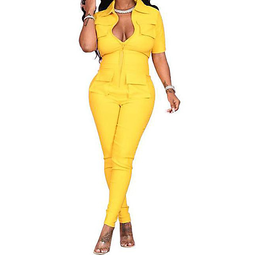 

Women's Sexy 2021 Yellow Red Jumpsuit Solid Color