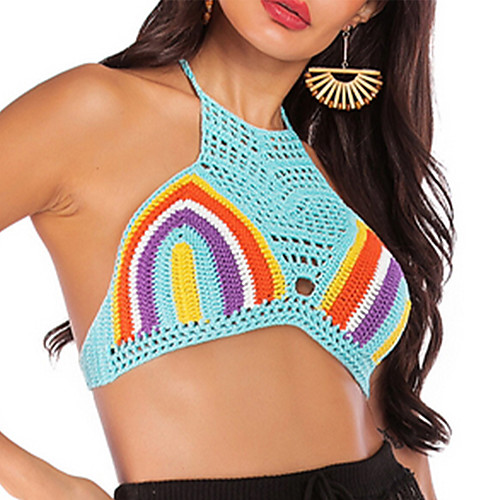 

Women's Bikini Swimsuit Rainbow Light Blue Swimwear Bathing Suits