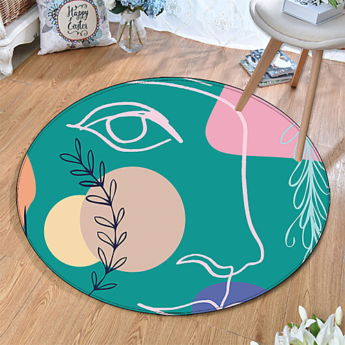 

Round 5mm Area Rugs Machine Made Polyster Non Skid Modern 3D