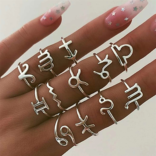 

Ring Zodiac Silver Alloy Gemini Simple Fashion European 12pcs One Size / Women's