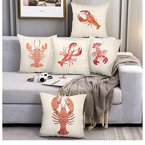 

Langoustine Lobster Double Side Cushion Cover 5PC Soft Throw Pillow Cover Cushion Case Pillowcase for Bedroom Livingroom Superior Quality Machine Washable Outdoor Cushion for Sofa Couch Bed Chair