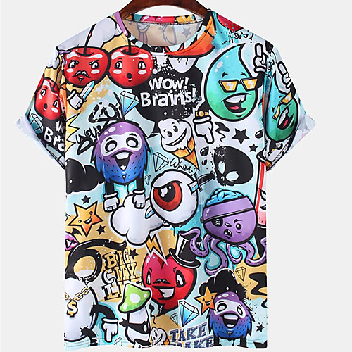 

Men's Tee T shirt 3D Print Cartoon Graphic Prints Print Short Sleeve Daily Tops Casual Designer Big and Tall Rainbow