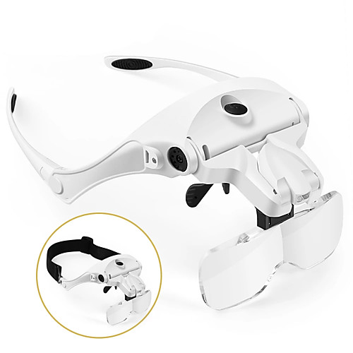 

Magnifying Glasses, Rechargeable LED Light Lamp Head Loupe Headband Magnifier Eyewear Glasses Tool Repair Reading Magnifier