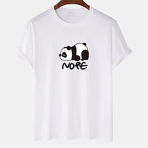 

Men's Unisex Tee T shirt Hot Stamping Graphic Prints Panda Letter Plus Size Print Short Sleeve Casual Tops Cotton Basic Designer Big and Tall White Black Khaki