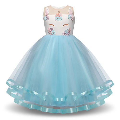 

Princess Unicorn Cosplay Costume Masquerade Flower Girl Dress Girls' Movie Cosplay Vacation Christmas Purple Blue Pink Dress Christmas Halloween Children's Day Polyester / Cotton