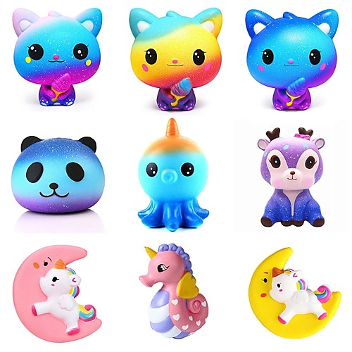 

4 pcs Cartoon Galaxy Cute Deer Squishy cat jumbo Toys Slow Rising Cream Scented Squeeze Toys Novelty Gift For Children Gifts