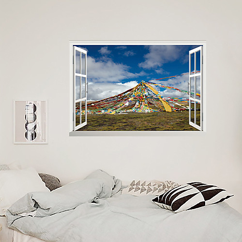 

3D False Window Blue Sky And White Cloud Grass Children's Room Background Decoration Can Be RemovedStickers