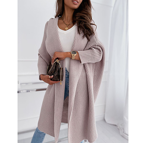 

Women's Solid Color Cardigan Sweater Long Sleeve Sweater Cardigans Others Blue Blushing Pink khaki