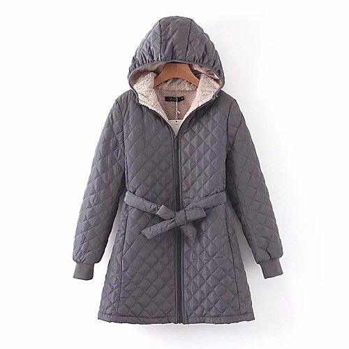 

Women's Coat Daily Wear Fall Winter Long Coat V Neck Regular Fit Casual Jacket Solid Color Zipper Navy ArmyGreen / Spring / Cotton