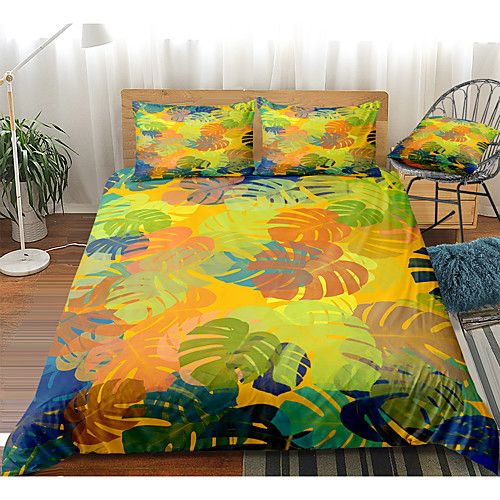 

Duvet Cover Sets 3 Piece Rayon / Polyester 3D Rainbow Reactive Print Bohemian Style