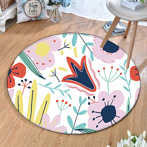 

Round 5mm Area Rugs Machine Made Polyster Non Skid Modern 3D