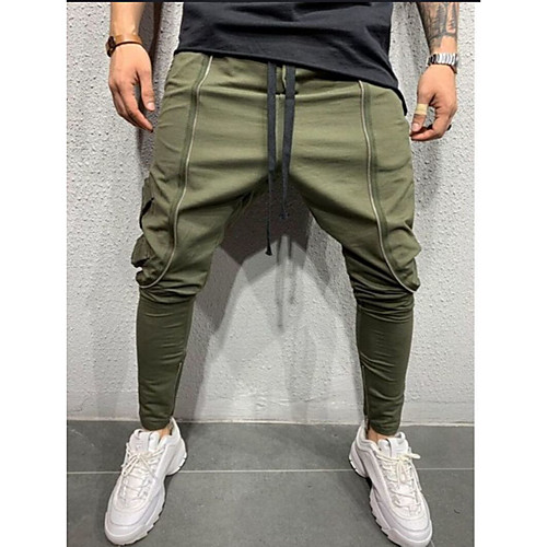

Men's Casual / Sporty Sports Casual Pants Pants Solid Color Full Length Sporty ArmyGreen White Black