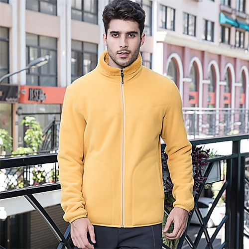 

Men's Jacket Daily Spring & Fall Winter Regular Coat Stand Collar Slim Sporty Jacket Long Sleeve Solid Colored Patchwork Yellow Green