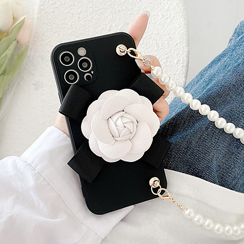

Luxury 3D Flower Phone Case For Phone 12 Pro Max 11 SE 2020 X XR XS Max 8 7 Shockproof Dustproof Soft TPU Back Cover with Pearl Bracelet