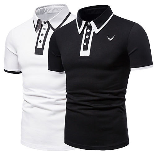

Men's Golf Shirt Tennis Shirt Symbol Button-Down Short Sleeve Street Tops Cotton Business Casual Comfortable White Black