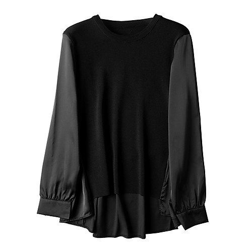 

Women's Solid Color Sweater Long Sleeve Sweater Cardigans U Neck White Black