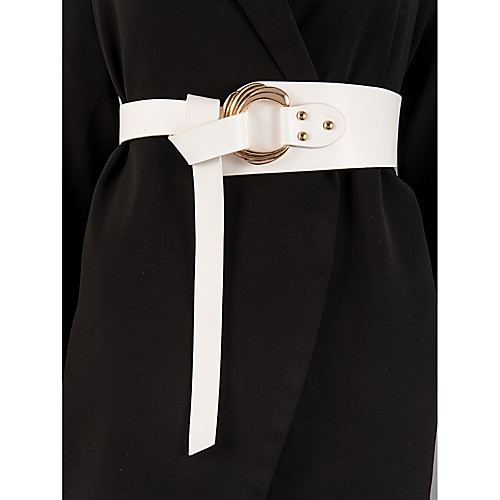 

Women's Wide Belt Daily Holiday Dress White Belt Solid Colored