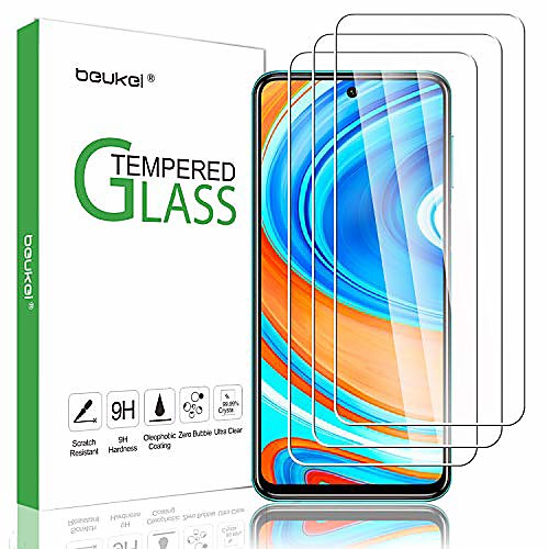 

(3 pack) beukei for xiaomi redmi note 9s / redmi note 9 pro 5g / redmi note 9 pro screen protector tempered glass, anti scratch, bubble free (not fit for redmi note 9)