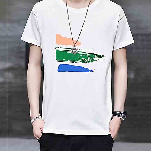

Men's Unisex Tee T shirt Hot Stamping Graphic Prints Plus Size Print Short Sleeve Casual Tops Cotton Basic Fashion Designer Big and Tall White